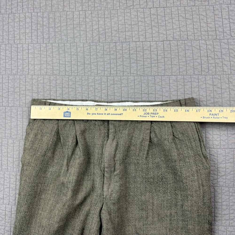 Vintage Ralph Lauren Dress Pants Men's 34x25 Brown Wool‎ Blend Pleated Cropped